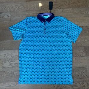 Greyson Siamese Turtle Dove Polo Shirt Bird Print Golf Performance Country Club